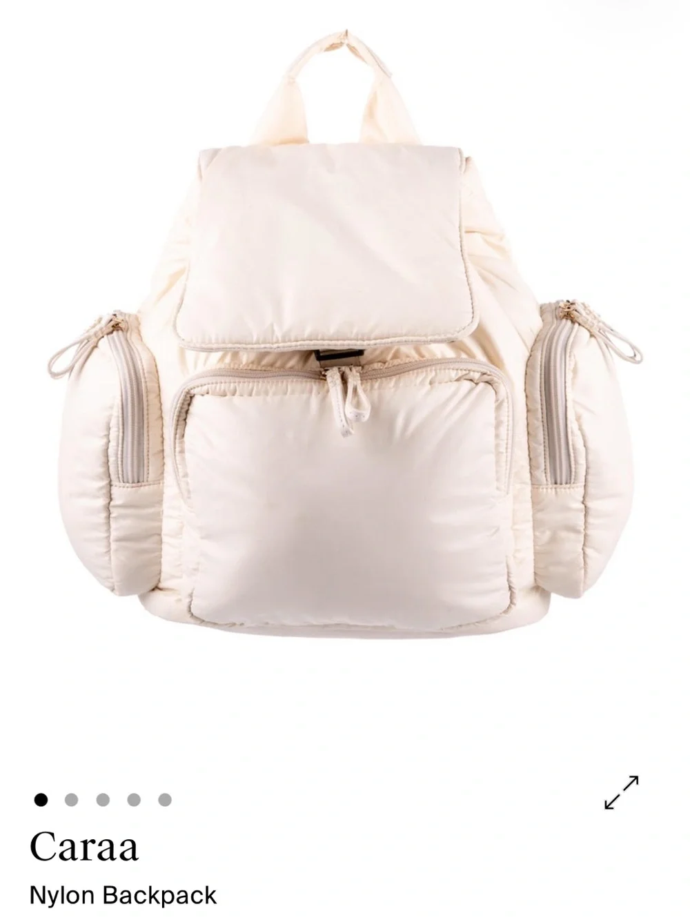 Caraa Cirrus Nylon Backpack in Vanilla